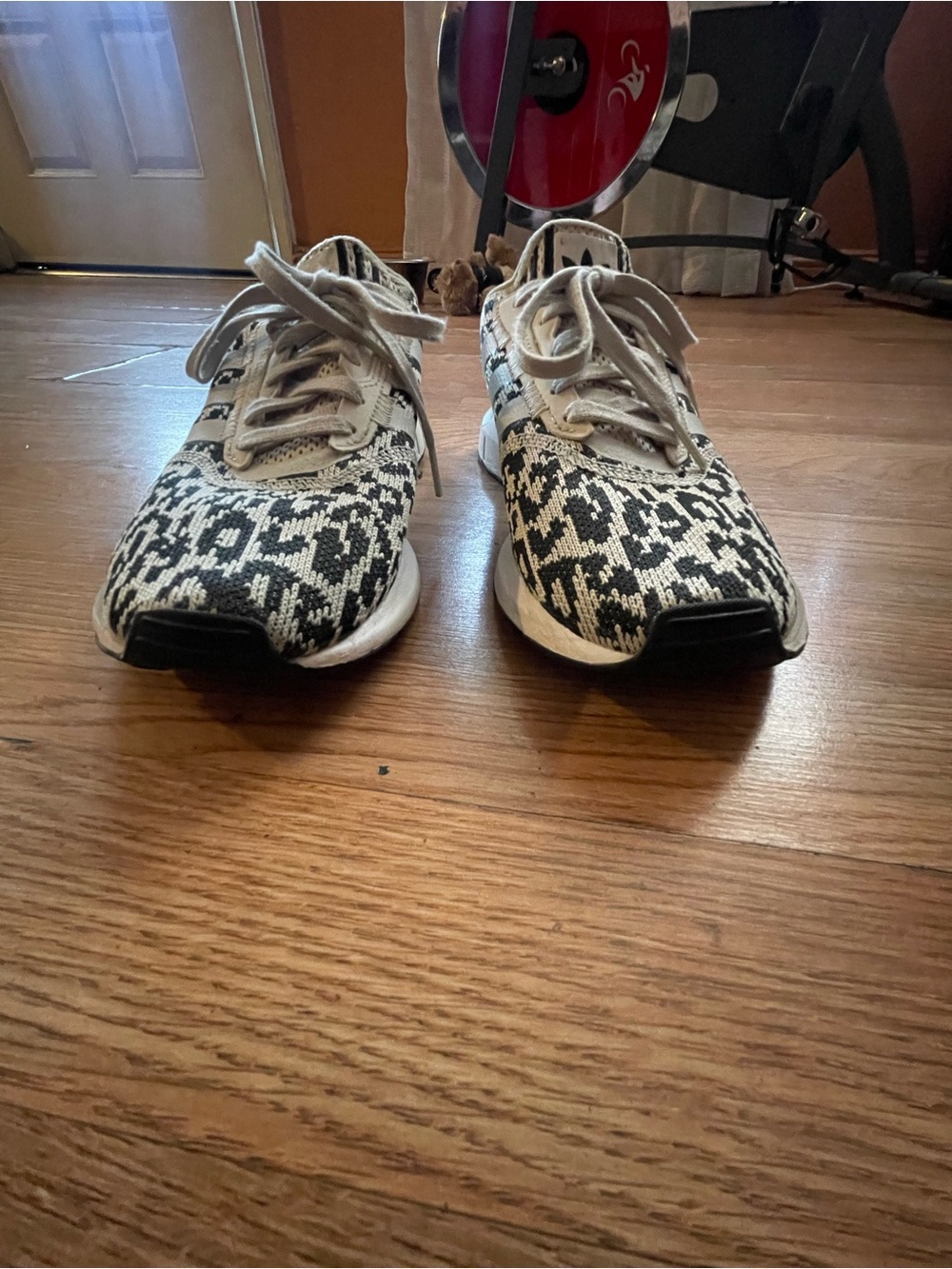 adidas Women’s Black and White Patterned Knit Sneakers
